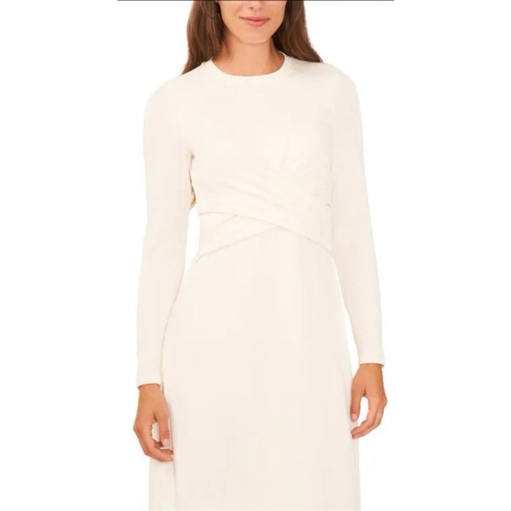 Nordstrom Halogen NWT Long Sleeve Midi Dress Antique White, size Large - Picture 10 of 10